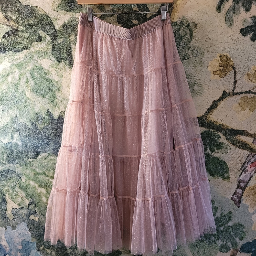 Anthropologie Tulle Midi Skirt